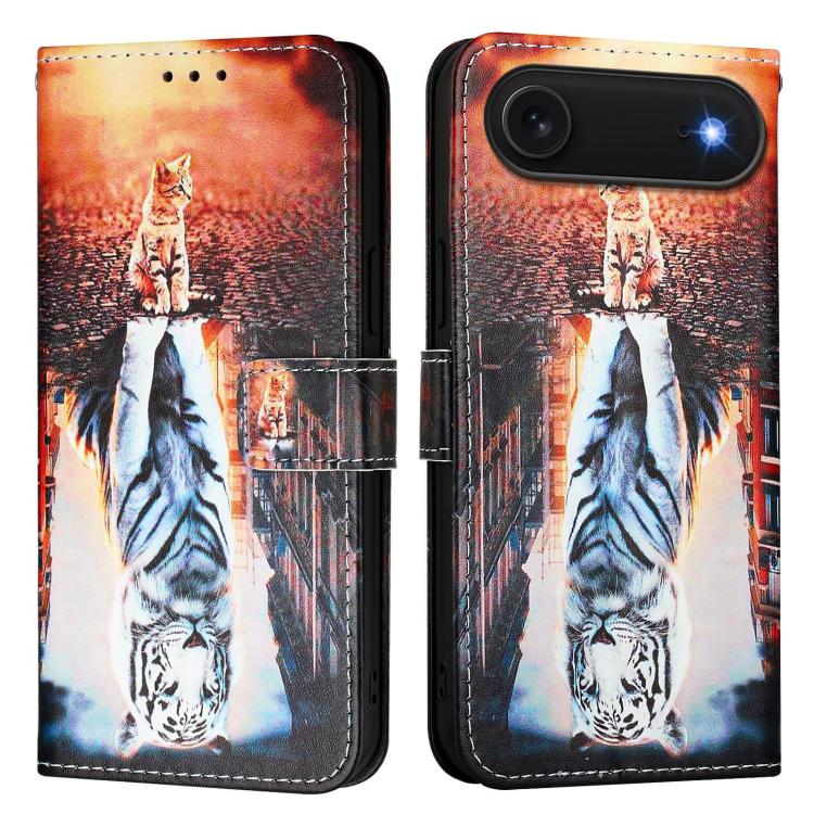 Colored Drawing Pattern Plain Weave Leather Phone Case, For iPhone 15 Plus, For iPhone 15