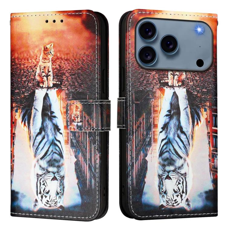 Colored Drawing Pattern Plain Weave Leather Phone Case, iPhone 16e, For iPhone 15 Pro Max, For iPhone 15 Pro