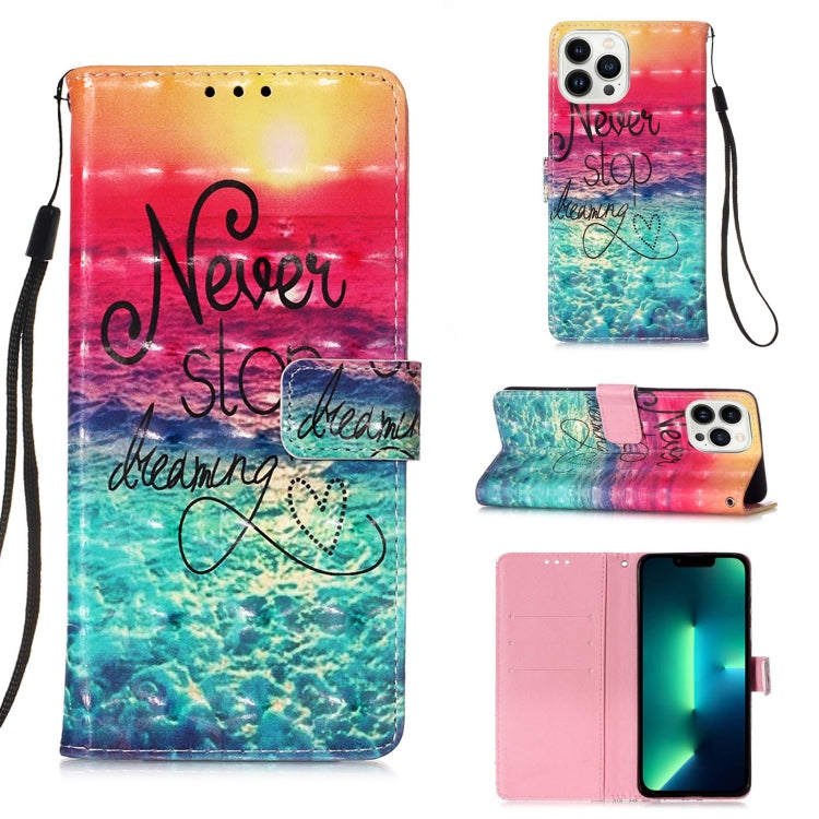 3D Painting Horizontal Flip Leather Phone Case, For iPhone 15 Pro, For iPhone 15 Plus, For iPhone 15