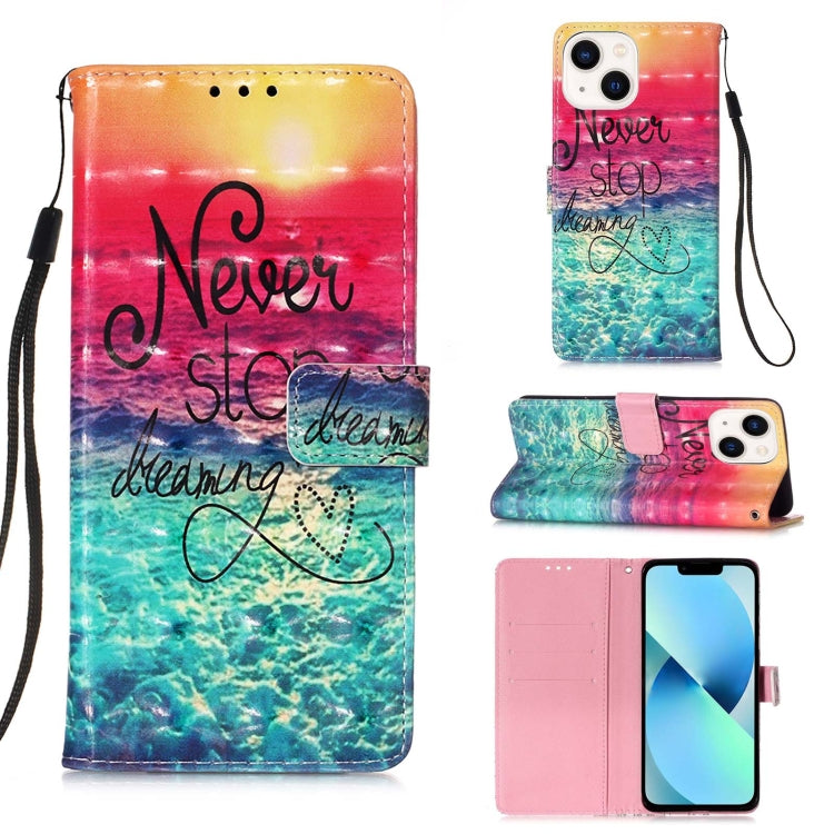 3D Painting Horizontal Flip Leather Phone Case, For iPhone 15 Pro, For iPhone 15 Plus, For iPhone 15