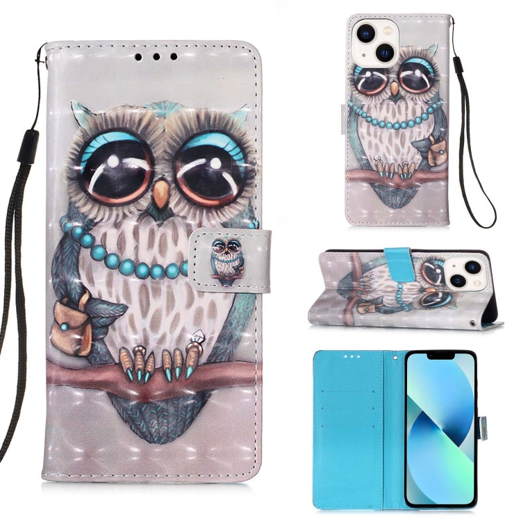 3D Painting Horizontal Flip Leather Phone Case, For iPhone 15 Pro, For iPhone 15 Plus, For iPhone 15