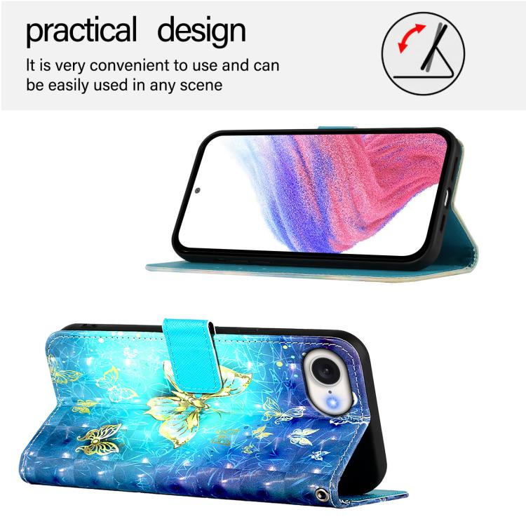 3D Painting Horizontal Flip Leather Phone Case, iPhone 16e, For iPhone 16 Pro Max, For iPhone 16 Pro