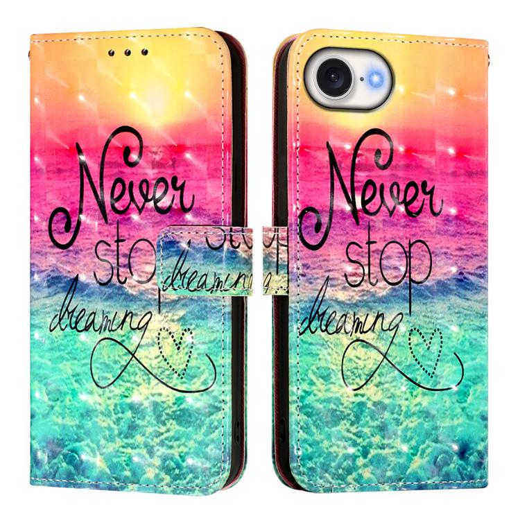 3D Painting Horizontal Flip Leather Phone Case, iPhone 16e, For iPhone 16 Pro Max, For iPhone 16 Pro