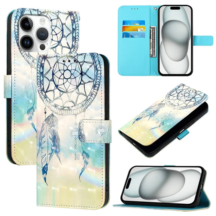 3D Painting Horizontal Flip Leather Phone Case, For iPhone 16 Plus, For iPhone 16, For iPhone 15 Pro Max