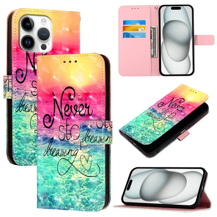 3D Painting Horizontal Flip Leather Phone Case, For iPhone 16 Plus, For iPhone 16, For iPhone 15 Pro Max