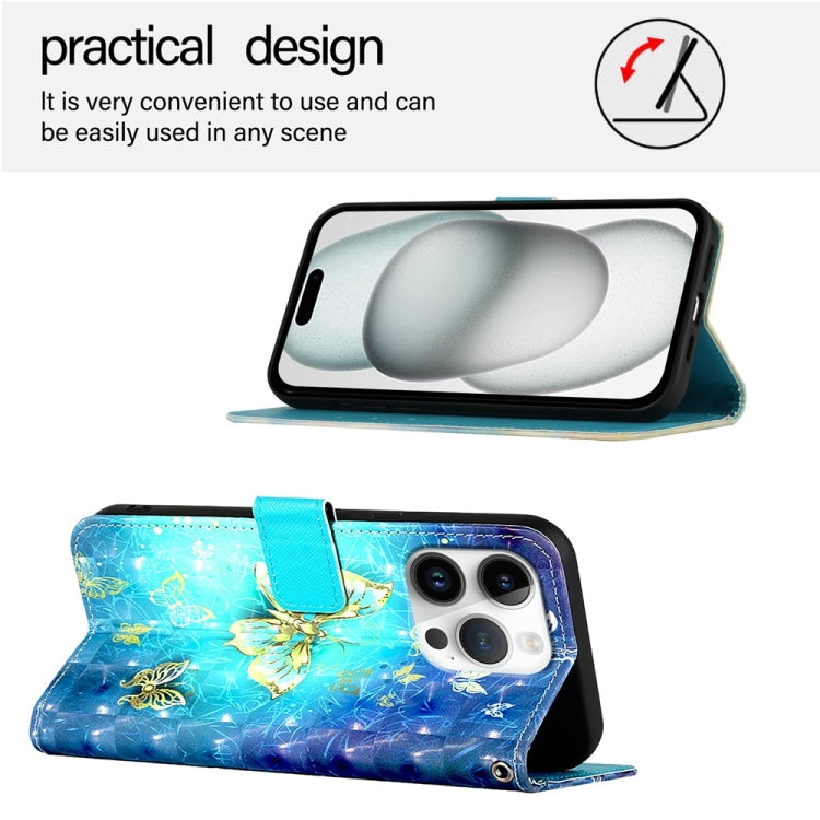 3D Painting Horizontal Flip Leather Phone Case, For iPhone 15 Pro, For iPhone 15 Plus, For iPhone 15