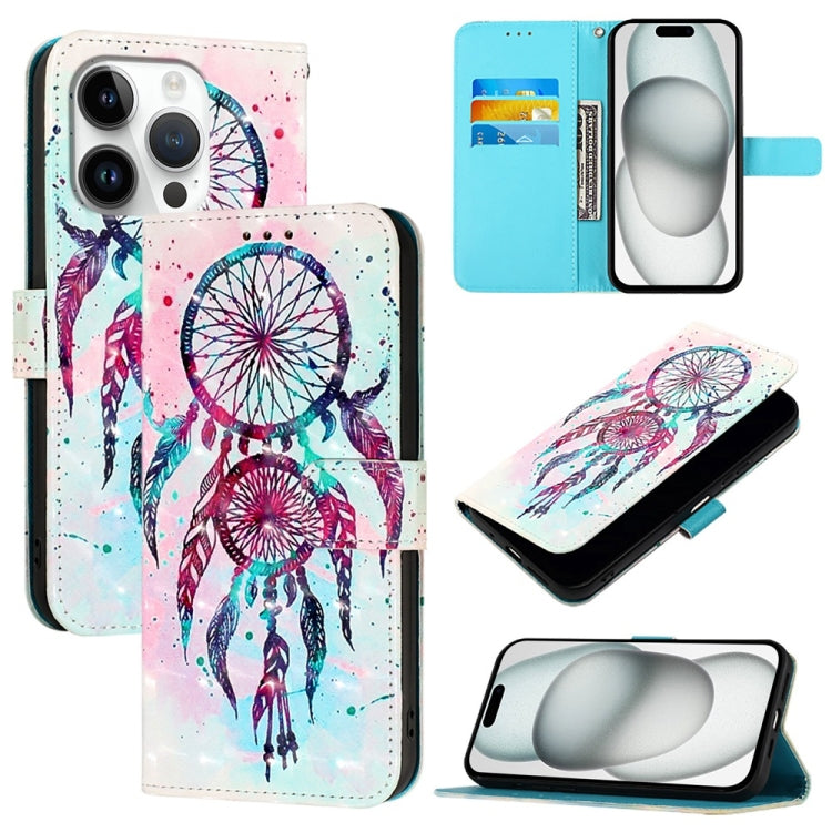 3D Painting Horizontal Flip Leather Phone Case, For iPhone 15 Pro, For iPhone 15 Plus, For iPhone 15