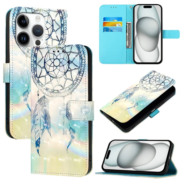 3D Painting Horizontal Flip Leather Phone Case, For iPhone 15 Pro, For iPhone 15 Plus, For iPhone 15