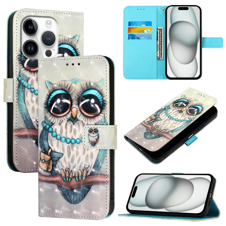 3D Painting Horizontal Flip Leather Phone Case, For iPhone 15 Pro, For iPhone 15 Plus, For iPhone 15