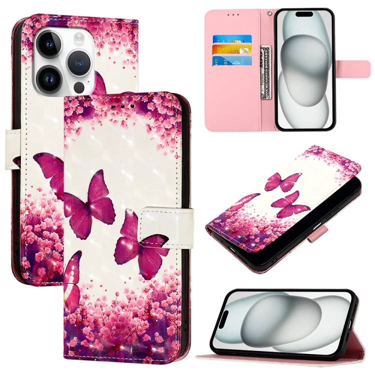 3D Painting Horizontal Flip Leather Phone Case, For iPhone 15 Pro, For iPhone 15 Plus, For iPhone 15