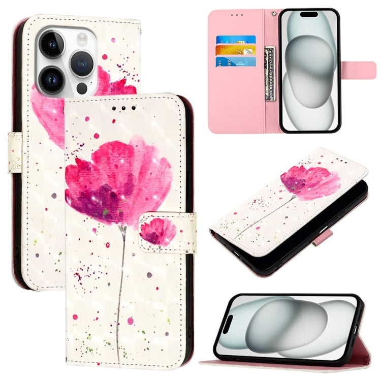 3D Painting Horizontal Flip Leather Phone Case, For iPhone 15 Pro, For iPhone 15 Plus, For iPhone 15