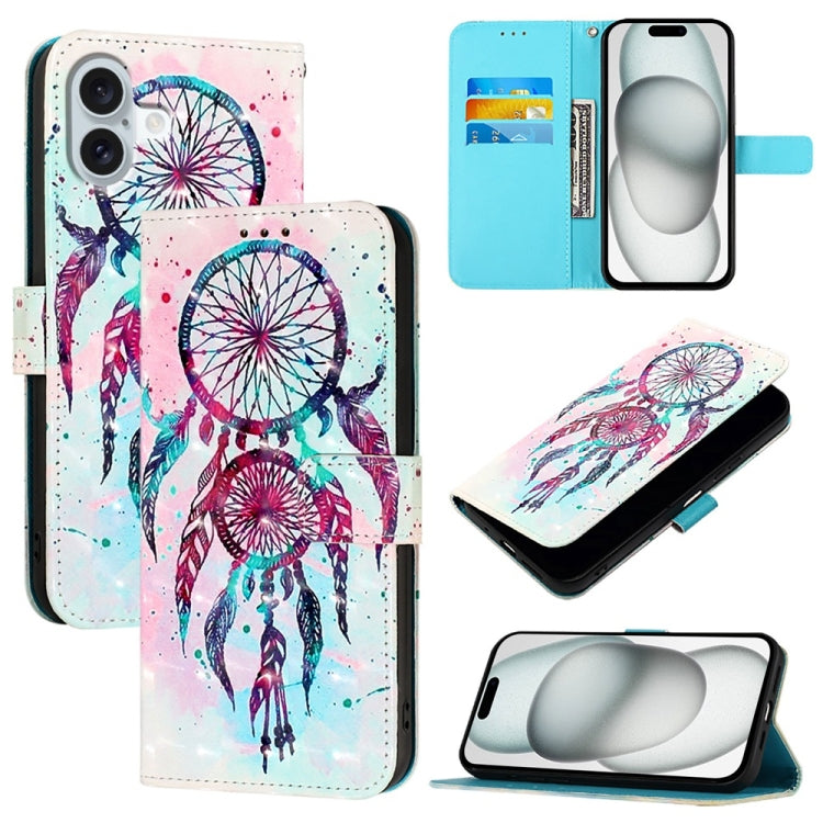 3D Painting Horizontal Flip Leather Phone Case, For iPhone 15 Pro, For iPhone 15 Plus, For iPhone 15