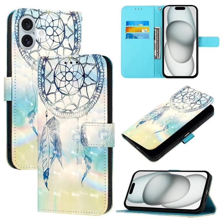 3D Painting Horizontal Flip Leather Phone Case, For iPhone 15 Pro, For iPhone 15 Plus, For iPhone 15