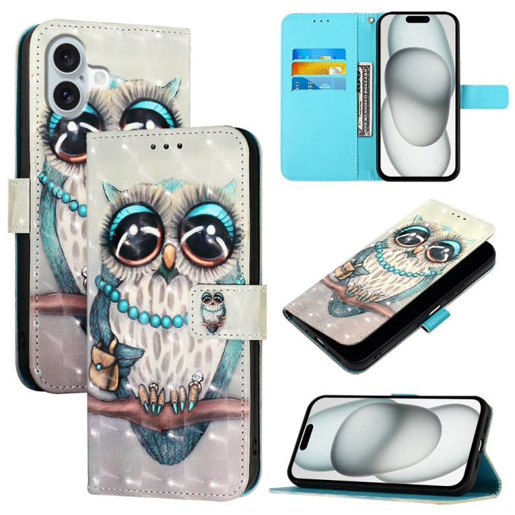 3D Painting Horizontal Flip Leather Phone Case, For iPhone 15 Pro, For iPhone 15 Plus, For iPhone 15