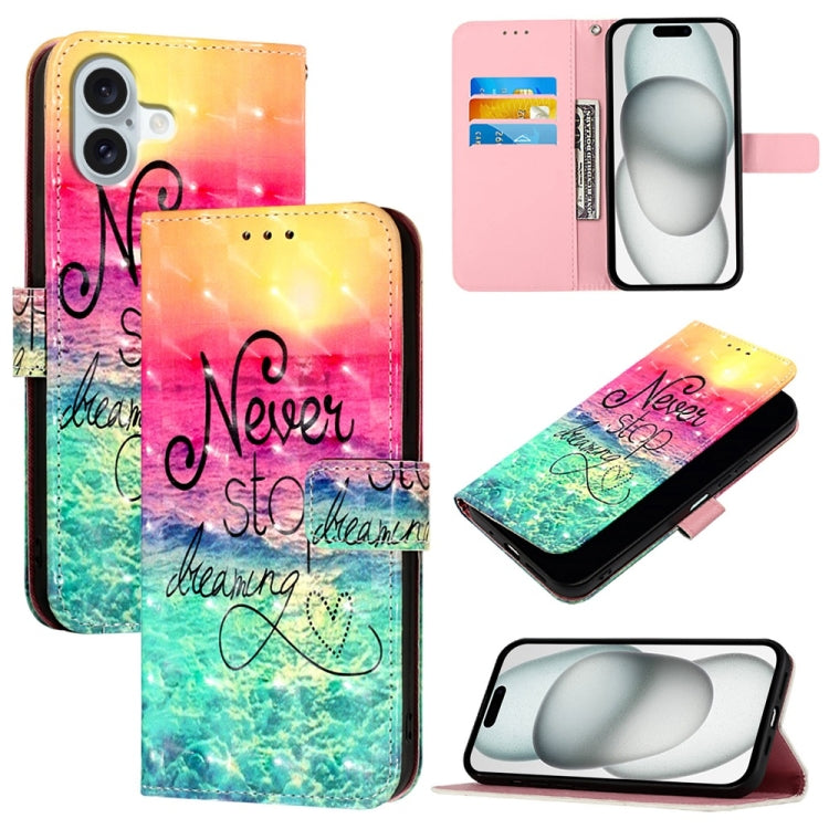 3D Painting Horizontal Flip Leather Phone Case, For iPhone 15 Pro, For iPhone 15 Plus, For iPhone 15