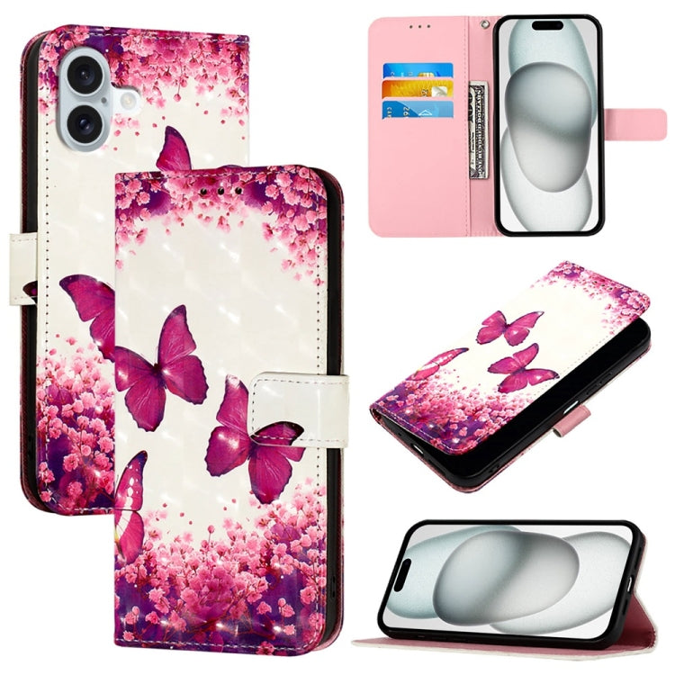 3D Painting Horizontal Flip Leather Phone Case, For iPhone 15 Pro, For iPhone 15 Plus, For iPhone 15