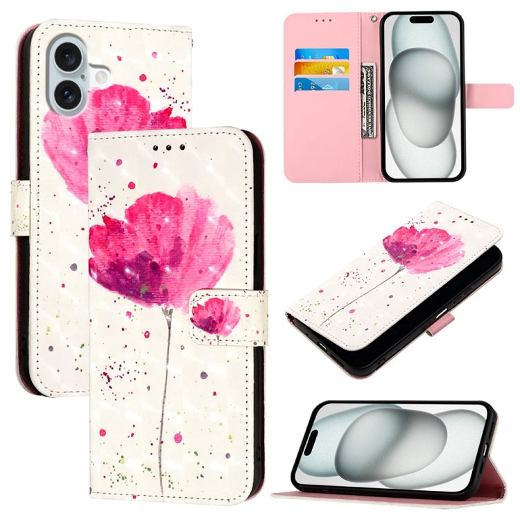 3D Painting Horizontal Flip Leather Phone Case, For iPhone 15 Pro, For iPhone 15 Plus, For iPhone 15