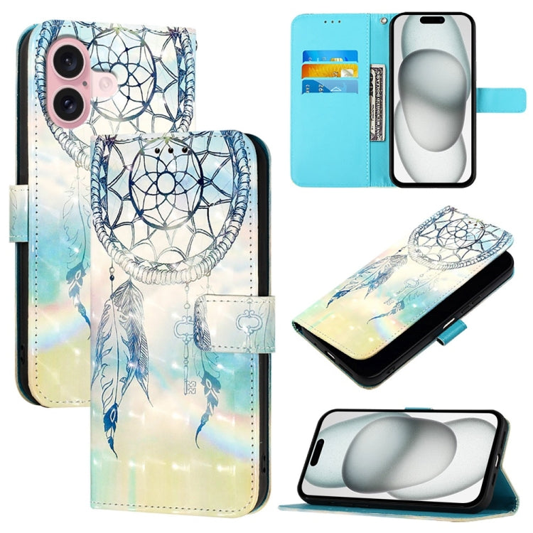 3D Painting Horizontal Flip Leather Phone Case, For iPhone 15 Pro, For iPhone 15 Plus, For iPhone 15