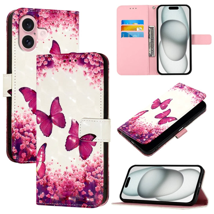 3D Painting Horizontal Flip Leather Phone Case, For iPhone 15 Pro, For iPhone 15 Plus, For iPhone 15