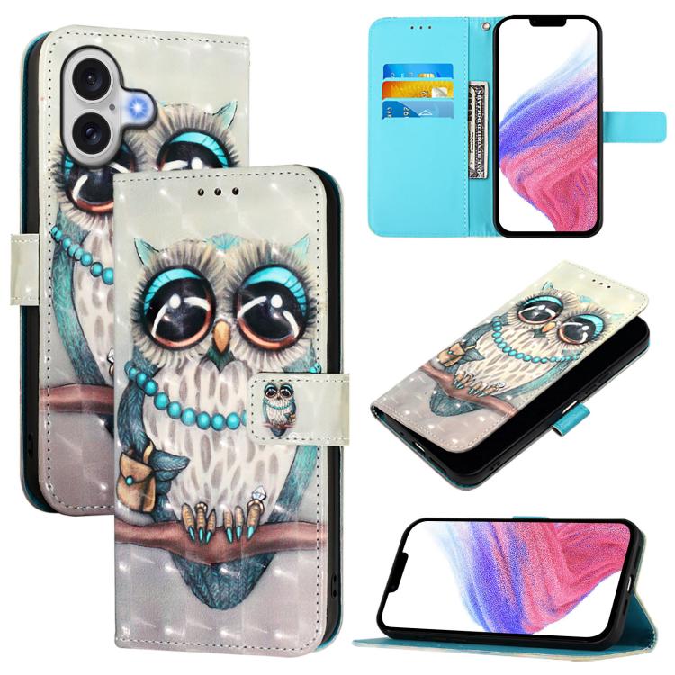 3D Painting Horizontal Flip Leather Phone Case, iPhone 16e, For iPhone 16 Pro Max, For iPhone 16 Pro