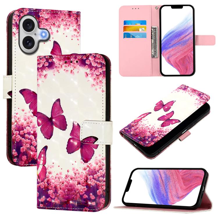 3D Painting Horizontal Flip Leather Phone Case, iPhone 16e, For iPhone 16 Pro Max, For iPhone 16 Pro