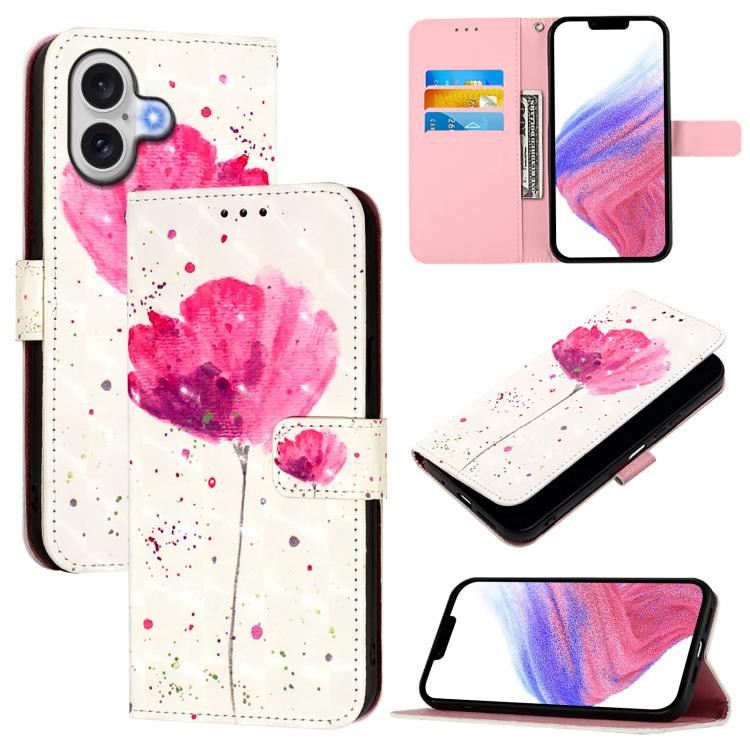 3D Painting Horizontal Flip Leather Phone Case, iPhone 16e, For iPhone 16 Pro Max, For iPhone 16 Pro