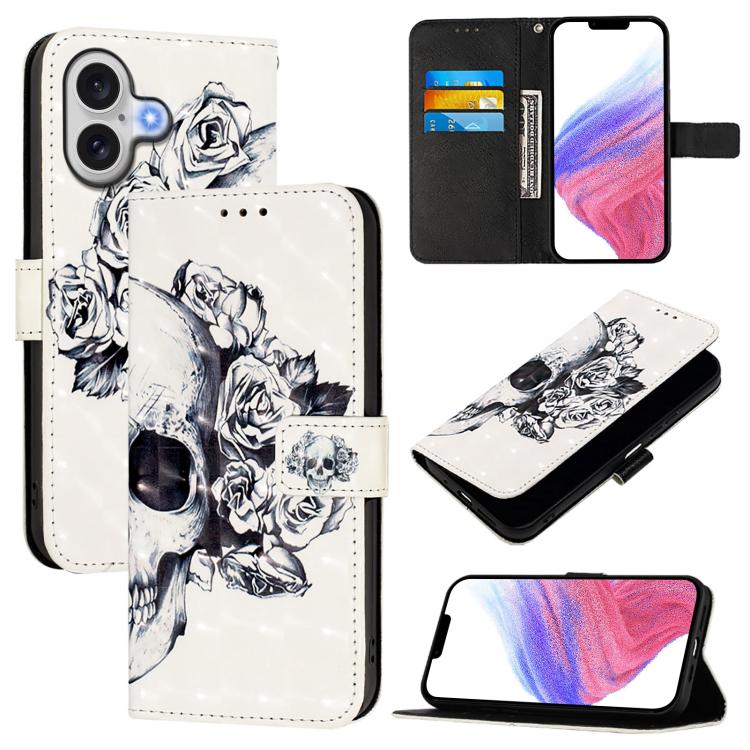 3D Painting Horizontal Flip Leather Phone Case, For iPhone 16 Plus, For iPhone 16, For iPhone 15 Pro Max
