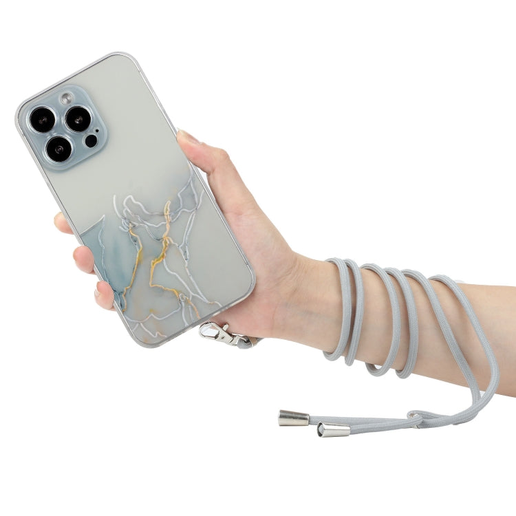Hollow Marble Pattern TPU Shockproof Phone Case with Rope, For iPhone 15 Pro Max, For iPhone 15 Pro, For iPhone 15 Plus, For iPhone 15