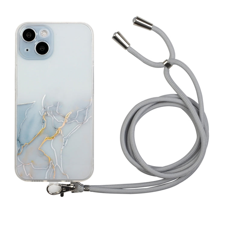 Hollow Marble Pattern TPU Shockproof Phone Case with Rope, For iPhone 15 Pro Max, For iPhone 15 Pro, For iPhone 15 Plus, For iPhone 15