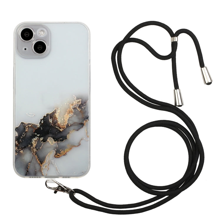 Hollow Marble Pattern TPU Shockproof Phone Case with Rope, For iPhone 15 Pro Max, For iPhone 15 Pro, For iPhone 15 Plus, For iPhone 15