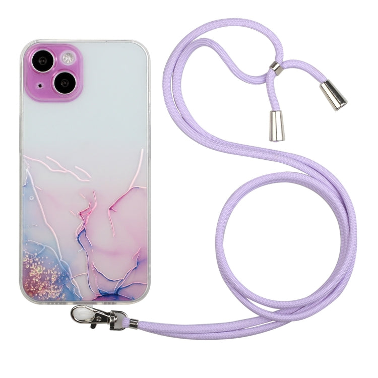 Hollow Marble Pattern TPU Shockproof Phone Case with Rope, For iPhone 15 Pro Max, For iPhone 15 Pro, For iPhone 15 Plus, For iPhone 15