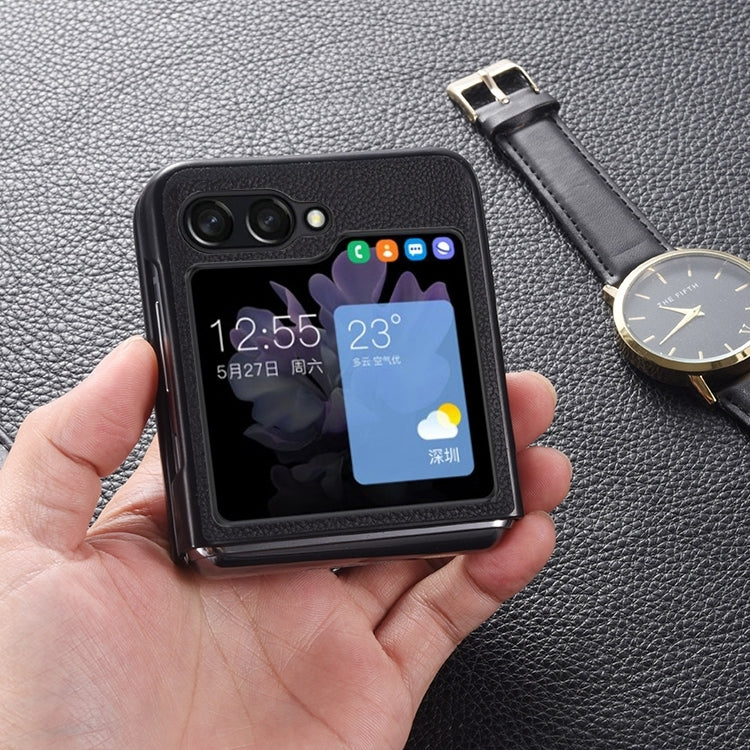 Genuine Leather Shockproof Protective Phone Case, For Samsung Galaxy Z Flip6 / Flip7 FE, For Samsung Galaxy Z Flip5