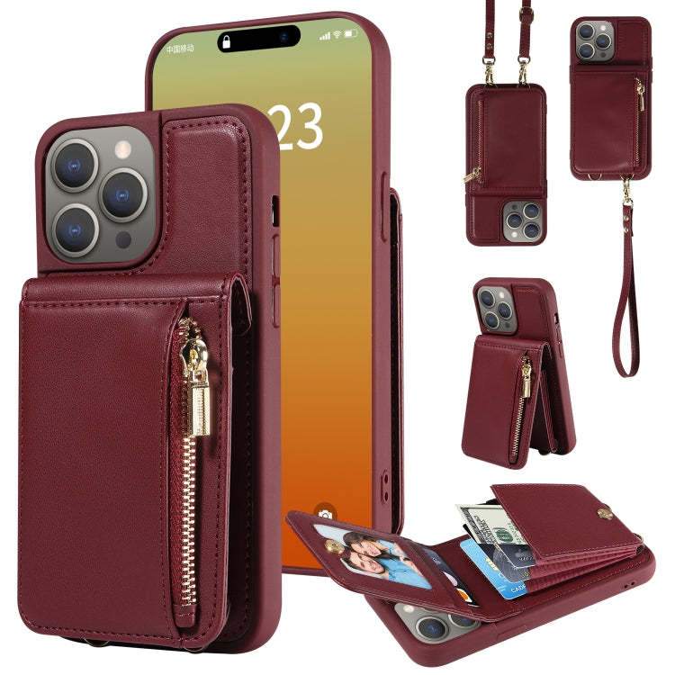 Crossbody Lanyard Zipper Wallet Leather Phone Case, For iPhone 14 Plus, For iPhone 14, For iPhone 14 Pro, For iPhone 14 Pro Max