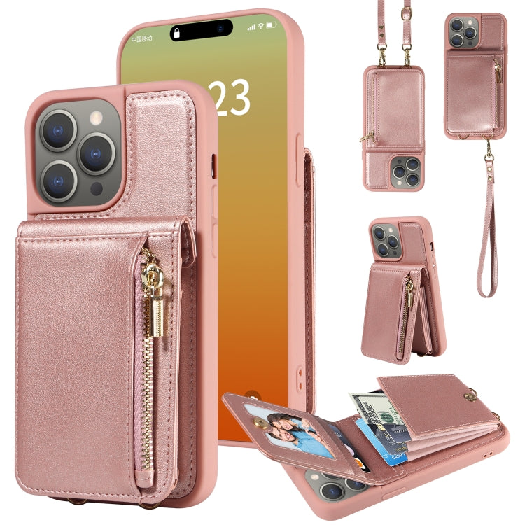 Crossbody Lanyard Zipper Wallet Leather Phone Case, For iPhone 14 Plus, For iPhone 14, For iPhone 14 Pro, For iPhone 14 Pro Max