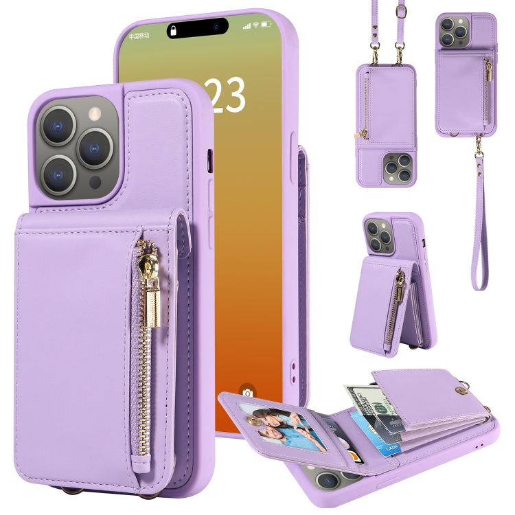 Crossbody Lanyard Zipper Wallet Leather Phone Case, For iPhone 14 Plus, For iPhone 14, For iPhone 14 Pro, For iPhone 14 Pro Max