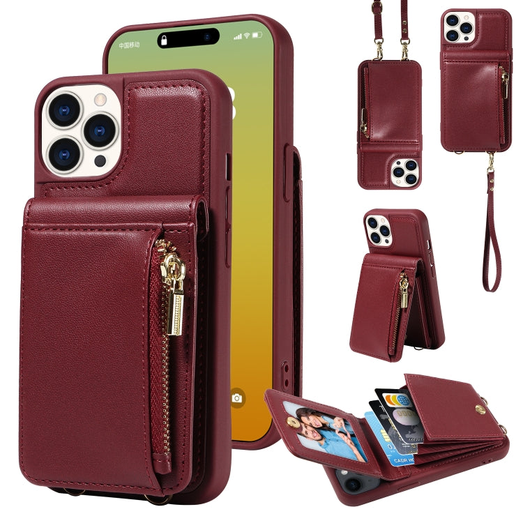 Crossbody Lanyard Zipper Wallet Leather Phone Case, For iPhone 14 Plus, For iPhone 14, For iPhone 14 Pro, For iPhone 14 Pro Max
