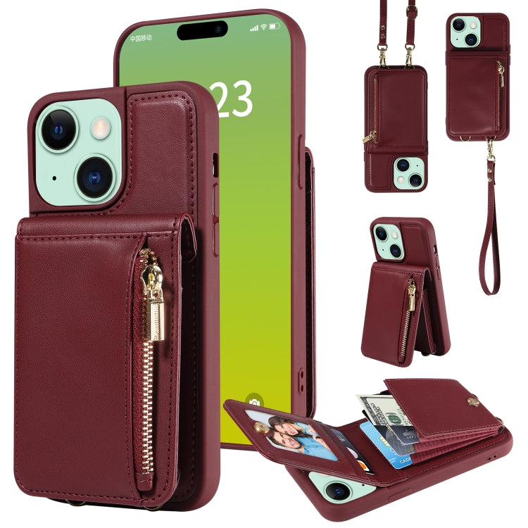 Crossbody Lanyard Zipper Wallet Leather Phone Case, For iPhone 14 Plus, For iPhone 14, For iPhone 14 Pro, For iPhone 14 Pro Max