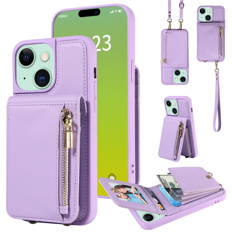 Crossbody Lanyard Zipper Wallet Leather Phone Case, For iPhone 14 Plus, For iPhone 14, For iPhone 14 Pro, For iPhone 14 Pro Max