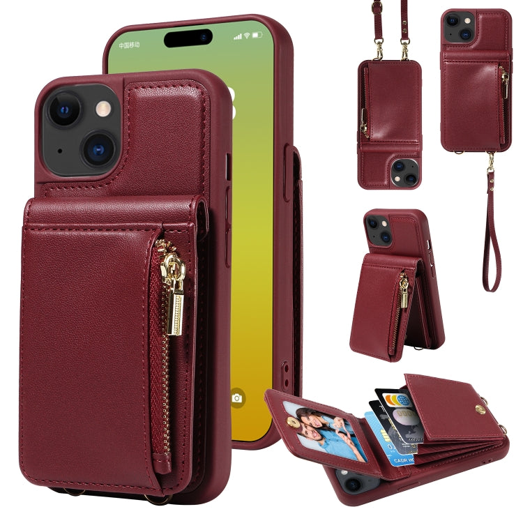 Crossbody Lanyard Zipper Wallet Leather Phone Case, For iPhone 14 Plus, For iPhone 14, For iPhone 14 Pro, For iPhone 14 Pro Max