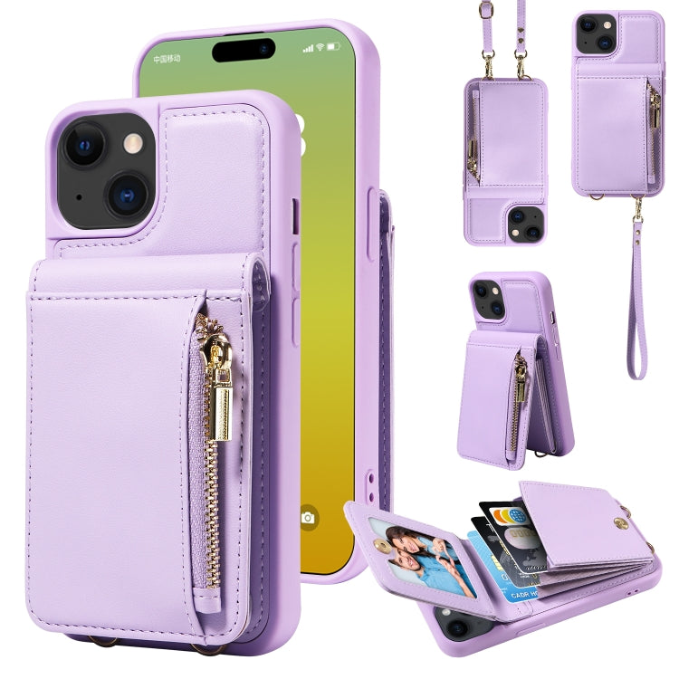 Crossbody Lanyard Zipper Wallet Leather Phone Case, For iPhone 14 Plus, For iPhone 14, For iPhone 14 Pro, For iPhone 14 Pro Max