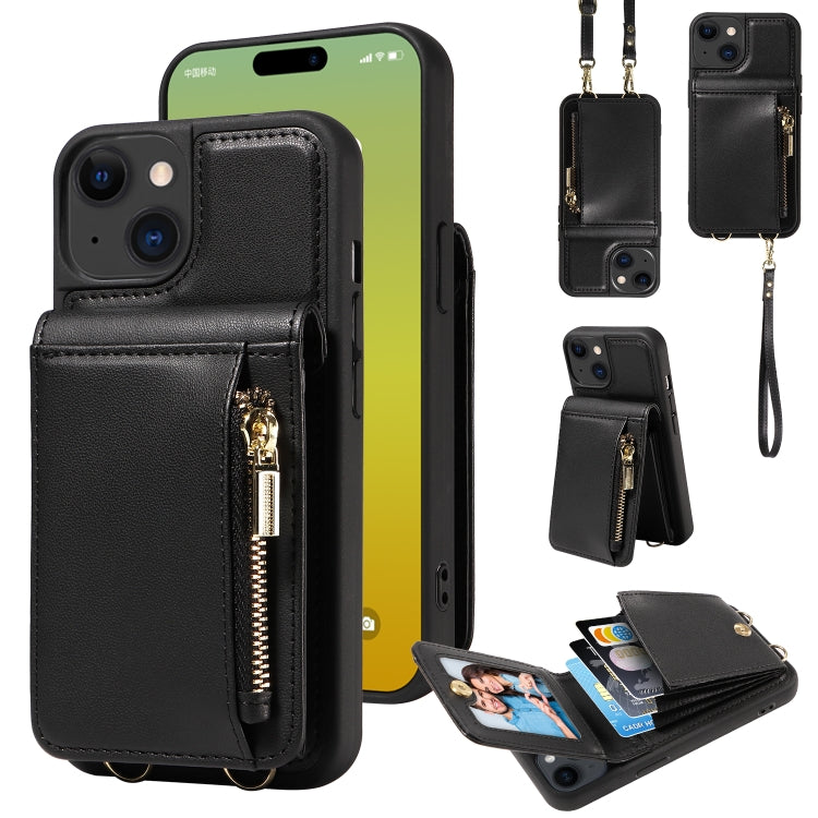 Crossbody Lanyard Zipper Wallet Leather Phone Case, For iPhone 14 Plus, For iPhone 14, For iPhone 14 Pro, For iPhone 14 Pro Max