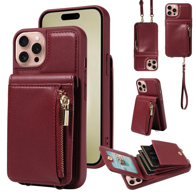Crossbody Lanyard Zipper Wallet Leather Phone Case, For iPhone 15 Pro Max, For iPhone 15 Pro, For iPhone 15 Plus, For iPhone 15