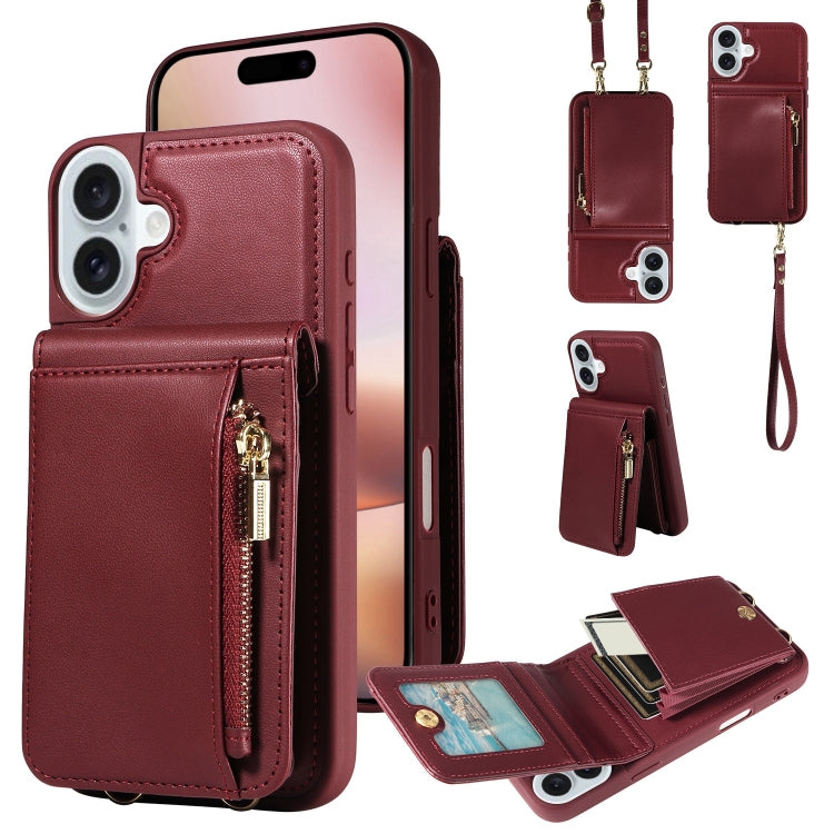 Crossbody Lanyard Zipper Wallet Leather Phone Case, For iPhone 15 Pro Max, For iPhone 15 Pro, For iPhone 15 Plus, For iPhone 15