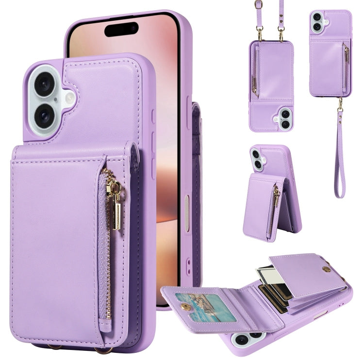 Crossbody Lanyard Zipper Wallet Leather Phone Case, For iPhone 15 Pro Max, For iPhone 15 Pro, For iPhone 15 Plus, For iPhone 15