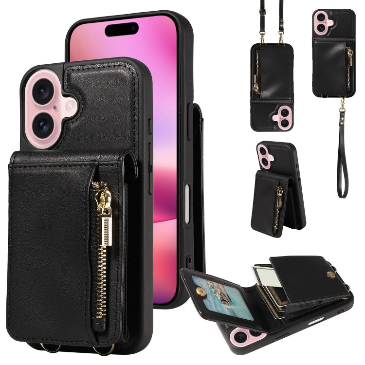 Crossbody Lanyard Zipper Wallet Leather Phone Case, For iPhone 15 Pro Max, For iPhone 15 Pro, For iPhone 15 Plus, For iPhone 15