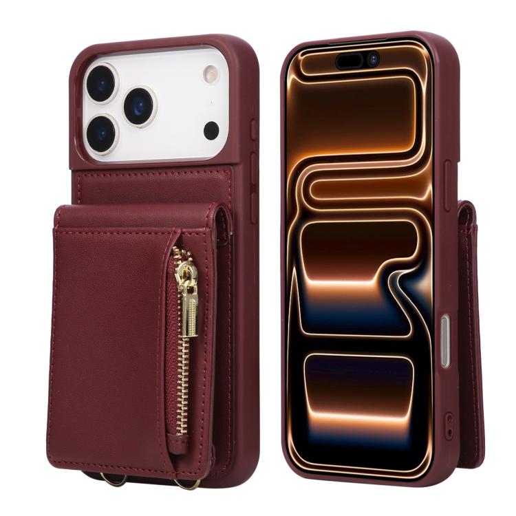 Crossbody Lanyard Zipper Wallet Leather Phone Case, For iPhone 16 Pro Max, For iPhone 16 Pro, For iPhone 16 Plus, For iPhone 16