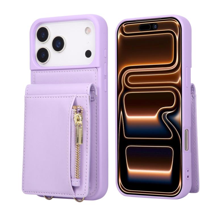 Crossbody Lanyard Zipper Wallet Leather Phone Case, For iPhone 16 Pro Max, For iPhone 16 Pro, For iPhone 16 Plus, For iPhone 16