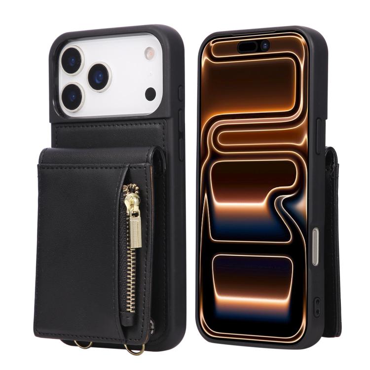 Crossbody Lanyard Zipper Wallet Leather Phone Case, For iPhone 16 Pro Max, For iPhone 16 Pro, For iPhone 16 Plus, For iPhone 16