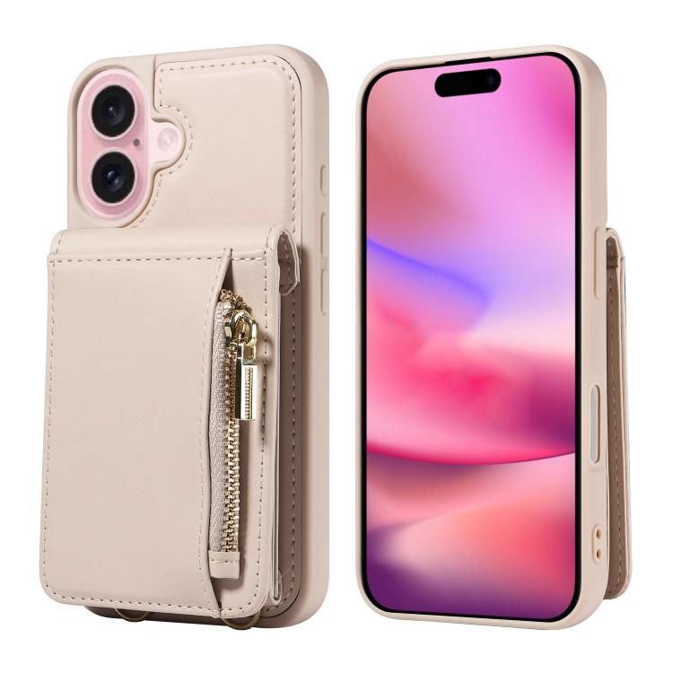 Crossbody Lanyard Zipper Wallet Leather Phone Case, For iPhone 16 Pro Max, For iPhone 16 Pro, For iPhone 16 Plus, For iPhone 16