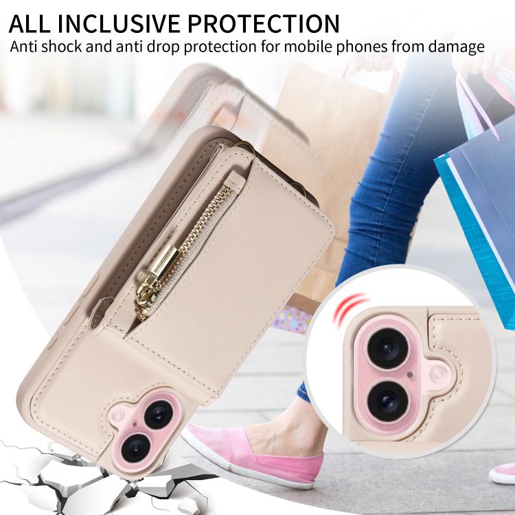 Crossbody Lanyard Zipper Wallet Leather Phone Case, For iPhone 16 Pro Max, For iPhone 16 Pro, For iPhone 16 Plus, For iPhone 16